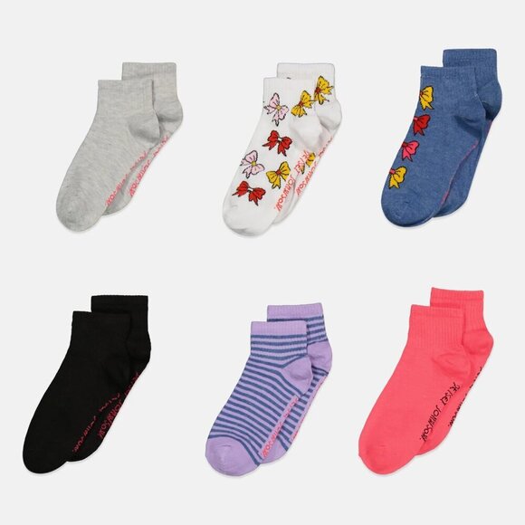 NWT Betsey Johnson Quarter Crew Bow Print Socks Pack of Six - Picture 1 of 5